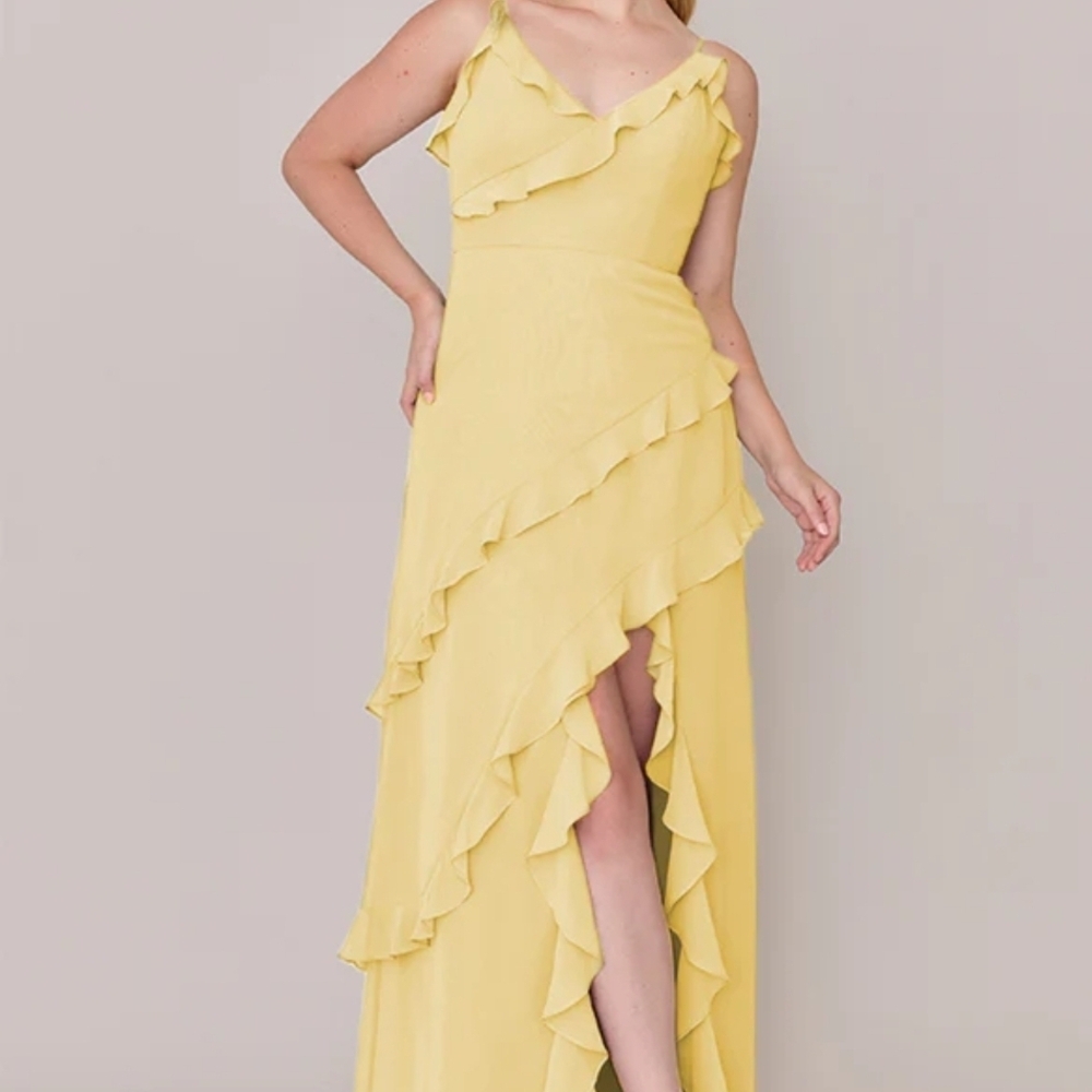 Formal Yellow Ruffle Dress